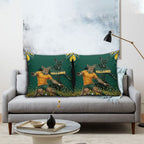 Australia Wallabies Pillow Cover Aboriginal Rugby Kangaroo Mascot - Gold And Green