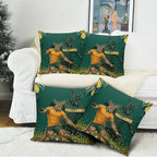 Australia Wallabies Pillow Cover Aboriginal Rugby Kangaroo Mascot - Gold And Green