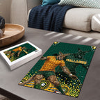 Australia Wallabies Puzzle Aboriginal Rugby Kangaroo Mascot - Gold And Green