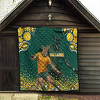 Australia Wallabies Quilt Aboriginal Rugby Kangaroo Mascot - Gold And Green
