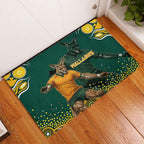 Australia Wallabies Rubber Doormat Aboriginal Rugby Kangaroo Mascot - Gold And Green