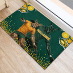 Australia Wallabies Rubber Doormat Aboriginal Rugby Kangaroo Mascot - Gold And Green