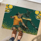 Australia Wallabies Rubber Doormat Aboriginal Rugby Kangaroo Mascot - Gold And Green