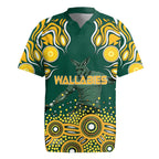 Australia Wallabies Rugby Jersey Aboriginal Rugby Kangaroo Mascot - Gold And Green