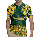 Australia Wallabies Rugby Jersey Aboriginal Rugby Kangaroo Mascot - Gold And Green