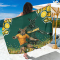 Australia Wallabies Sarong Aboriginal Rugby Kangaroo Mascot - Gold And Green