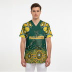 Australia Wallabies Scrub Top Aboriginal Rugby Kangaroo Mascot - Gold And Green