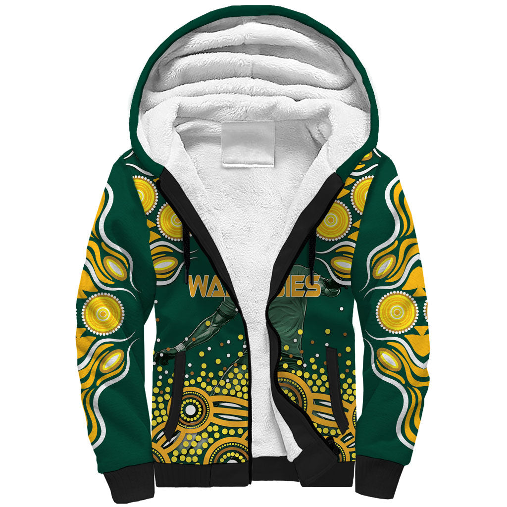 Australia Wallabies Sherpa Hoodie Aboriginal Rugby Kangaroo Mascot - Gold And Green