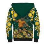 Australia Wallabies Sherpa Hoodie Aboriginal Rugby Kangaroo Mascot - Gold And Green