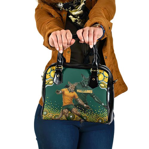 Australia Wallabies Shoulder Handbag Aboriginal Rugby Kangaroo Mascot - Gold And Green
