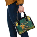 Australia Wallabies Shoulder Handbag Aboriginal Rugby Kangaroo Mascot - Gold And Green