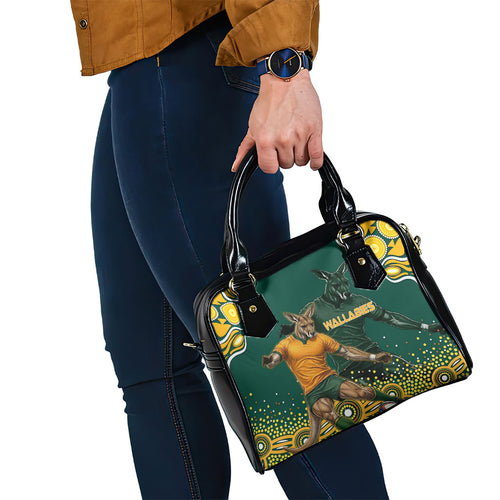 Australia Wallabies Shoulder Handbag Aboriginal Rugby Kangaroo Mascot - Gold And Green