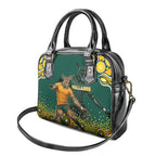 Australia Wallabies Shoulder Handbag Aboriginal Rugby Kangaroo Mascot - Gold And Green