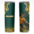 Australia Wallabies Skinny Tumbler Aboriginal Rugby Kangaroo Mascot - Gold And Green