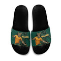 Australia Wallabies Slide Sandals Aboriginal Rugby Kangaroo Mascot - Gold And Green