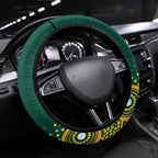 Australia Wallabies Steering Wheel Cover Aboriginal Rugby Kangaroo Mascot - Gold And Green