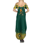 Australia Wallabies Summer Maxi Dress Aboriginal Rugby Kangaroo Mascot - Gold And Green