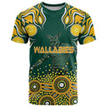Australia Wallabies T Shirt Aboriginal Rugby Kangaroo Mascot - Gold And Green