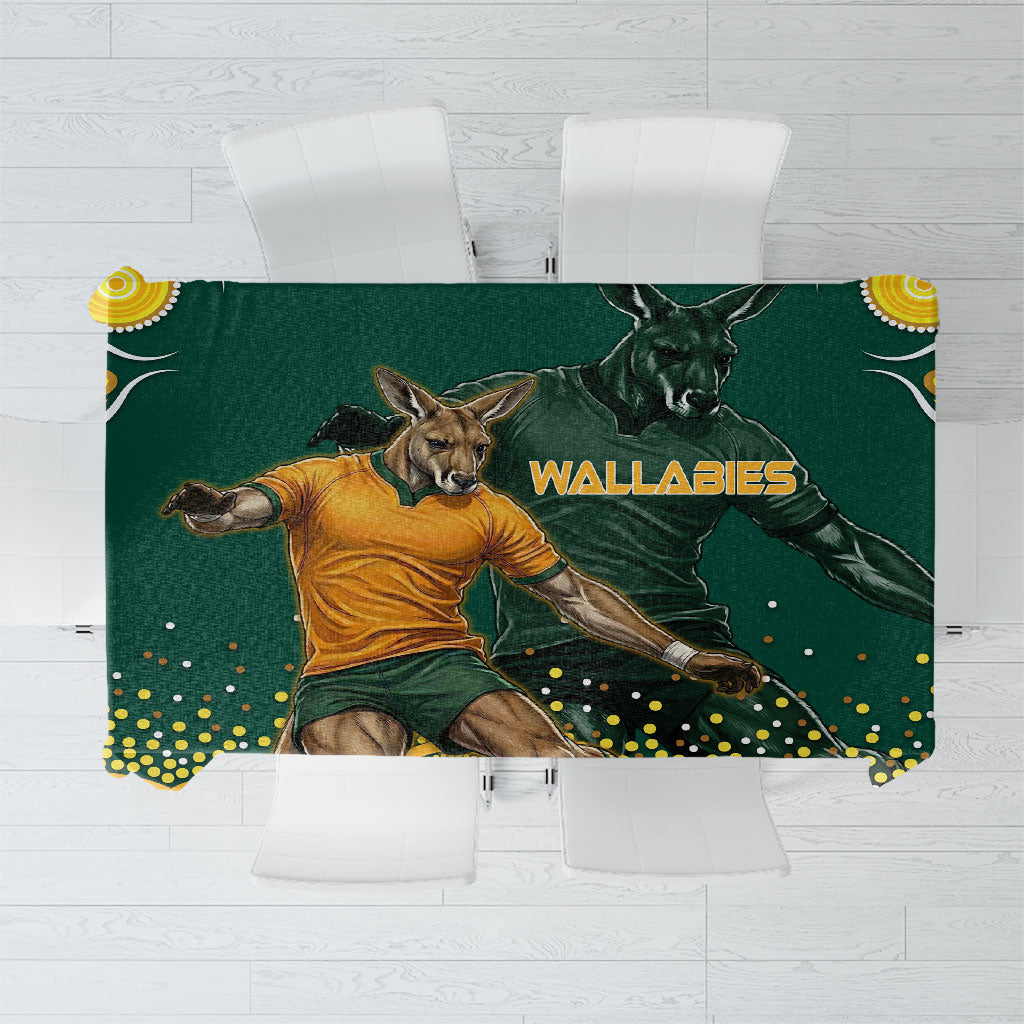 Australia Wallabies Tablecloth Aboriginal Rugby Kangaroo Mascot - Gold And Green
