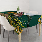Australia Wallabies Tablecloth Aboriginal Rugby Kangaroo Mascot - Gold And Green