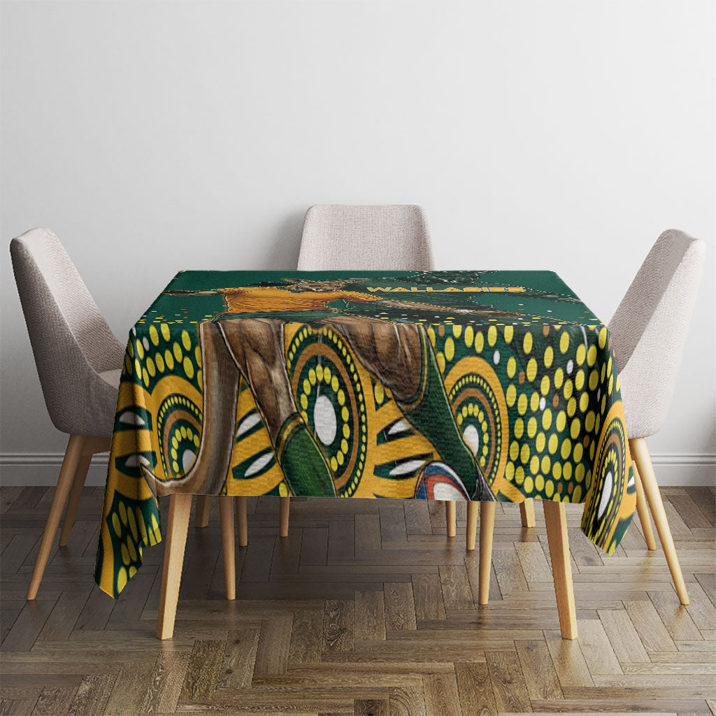 Australia Wallabies Tablecloth Aboriginal Rugby Kangaroo Mascot - Gold And Green