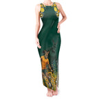Australia Wallabies Tank Maxi Dress Aboriginal Rugby Kangaroo Mascot - Gold And Green