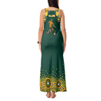 Australia Wallabies Tank Maxi Dress Aboriginal Rugby Kangaroo Mascot - Gold And Green