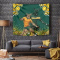 Australia Wallabies Tapestry Aboriginal Rugby Kangaroo Mascot - Gold And Green