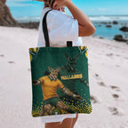 Australia Wallabies Tote Bag Aboriginal Rugby Kangaroo Mascot - Gold And Green