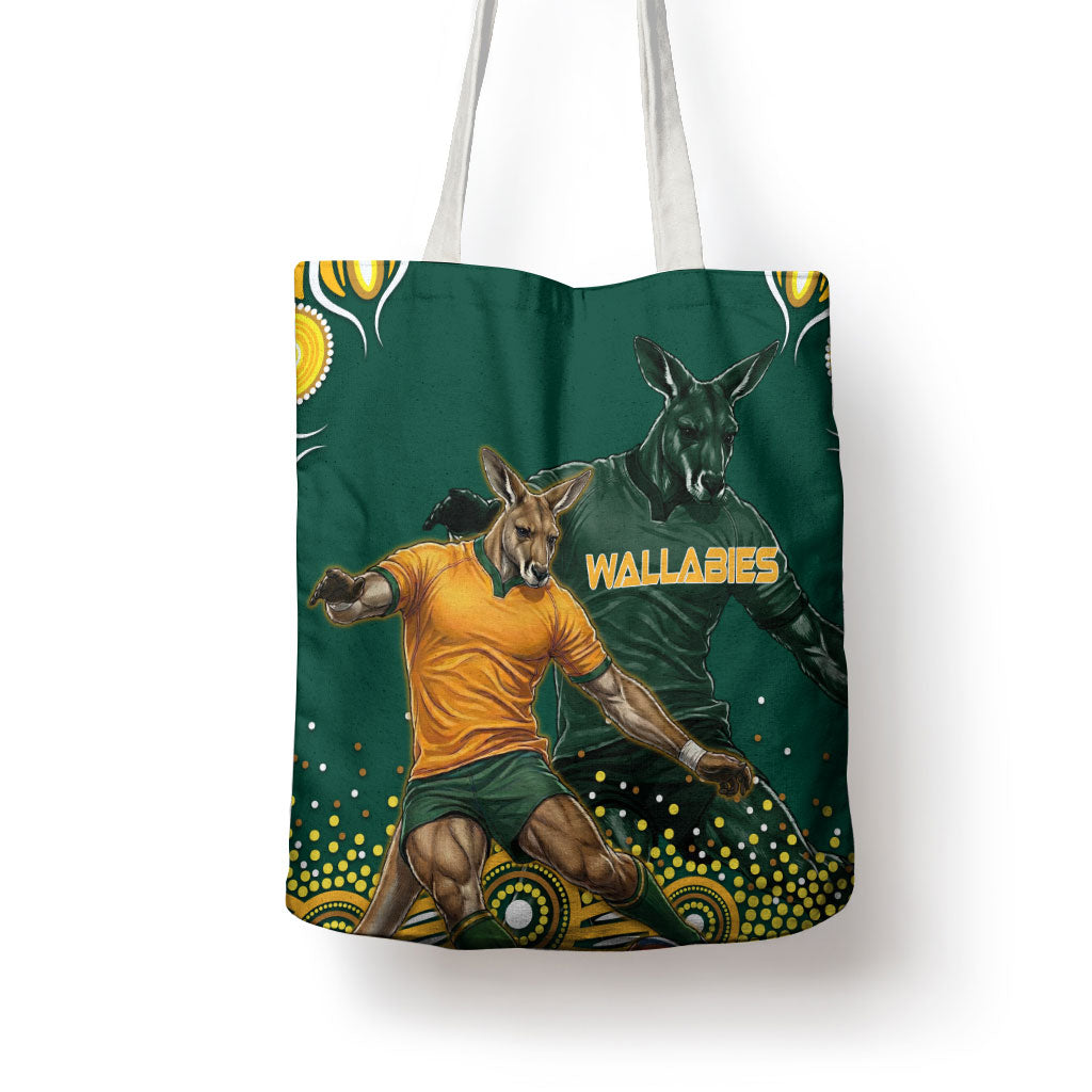 Australia Wallabies Tote Bag Aboriginal Rugby Kangaroo Mascot - Gold And Green