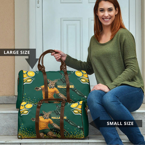 Australia Wallabies Travel Bag Aboriginal Rugby Kangaroo Mascot - Gold And Green