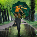 Australia Wallabies Umbrella Aboriginal Rugby Kangaroo Mascot - Gold And Green