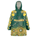 Australia Wallabies Wearable Blanket Hoodie Aboriginal Rugby Kangaroo Mascot - Gold And Green