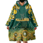 Australia Wallabies Wearable Blanket Hoodie Aboriginal Rugby Kangaroo Mascot - Gold And Green