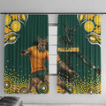 Australia Wallabies Window Curtain Aboriginal Rugby Kangaroo Mascot - Gold And Green