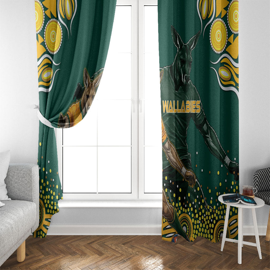 Australia Wallabies Window Curtain Aboriginal Rugby Kangaroo Mascot - Gold And Green