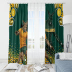 Australia Wallabies Window Curtain Aboriginal Rugby Kangaroo Mascot - Gold And Green