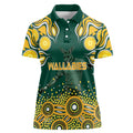 Australia Wallabies Women Polo Shirt Aboriginal Rugby Kangaroo Mascot - Gold And Green