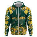 Australia Wallabies Zip Hoodie Aboriginal Rugby Kangaroo Mascot - Gold And Green