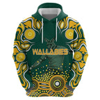 Australia Wallabies Zip Hoodie Aboriginal Rugby Kangaroo Mascot - Gold And Green