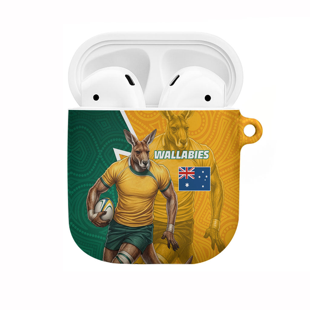 Australia Wallabies Kangaroo AirPods Case Australia Flag And Lightning Bolt - Aboriginal Rugby Mascot