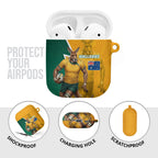 Australia Wallabies Kangaroo AirPods Case Australia Flag And Lightning Bolt - Aboriginal Rugby Mascot