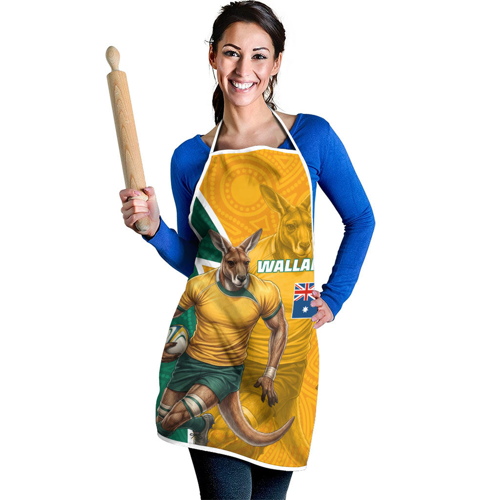 Australia Wallabies Kangaroo Apron Australia Flag And Lightning Bolt - Aboriginal Rugby Mascot