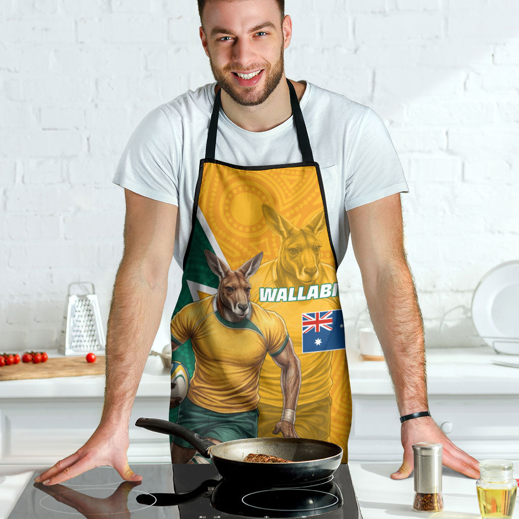 Australia Wallabies Kangaroo Apron Australia Flag And Lightning Bolt - Aboriginal Rugby Mascot