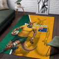 Australia Wallabies Kangaroo Area Rug Australia Flag And Lightning Bolt - Aboriginal Rugby Mascot
