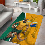 Australia Wallabies Kangaroo Area Rug Australia Flag And Lightning Bolt - Aboriginal Rugby Mascot