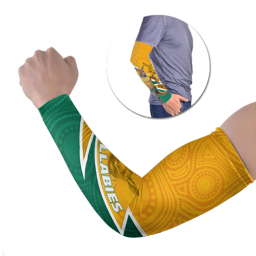 Australia Wallabies Kangaroo Arm Sleeves Australia Flag And Lightning Bolt - Aboriginal Rugby Mascot