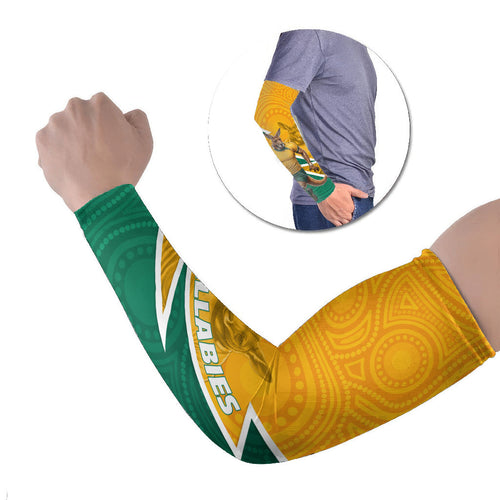 Australia Wallabies Kangaroo Arm Sleeves Australia Flag And Lightning Bolt - Aboriginal Rugby Mascot
