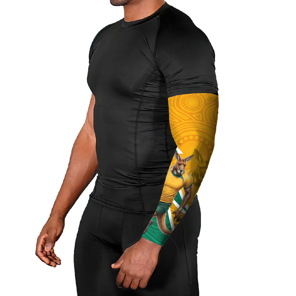 Australia Wallabies Kangaroo Arm Sleeves Australia Flag And Lightning Bolt - Aboriginal Rugby Mascot