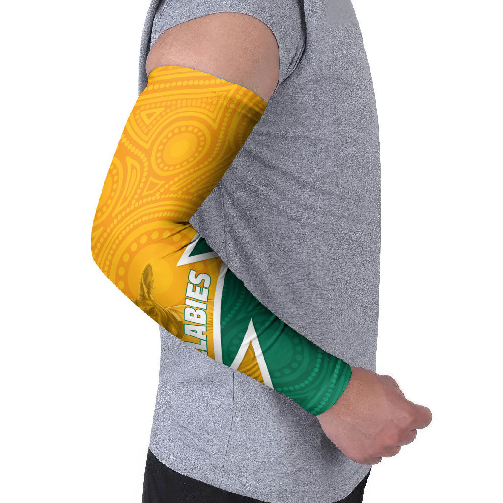 Australia Wallabies Kangaroo Arm Sleeves Australia Flag And Lightning Bolt - Aboriginal Rugby Mascot